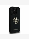 Guess Guess PU szemcsés 4G fém logós hátlap iPhone 15 Pro fekete iPhone 15 Pro készülékhez