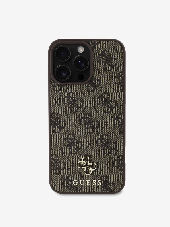 Guess Guess PU 4G kis fém logós MagSafe hátlap az iPhone 16 Pro készülékhez Barna