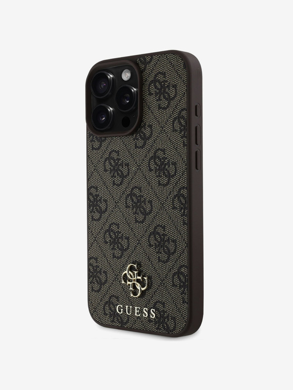 Guess Guess PU 4G kis fém logós MagSafe hátlap az iPhone 16 Pro készülékhez Barna