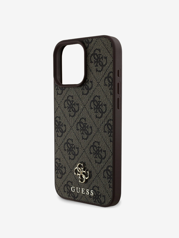 Guess Guess PU 4G kis fém logós MagSafe hátlap az iPhone 16 Pro készülékhez Barna