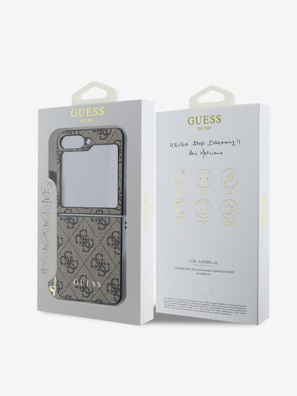 Guess Guess 4G Charm hátlap a Samsung Galaxy Z Flip 6-hoz Barna