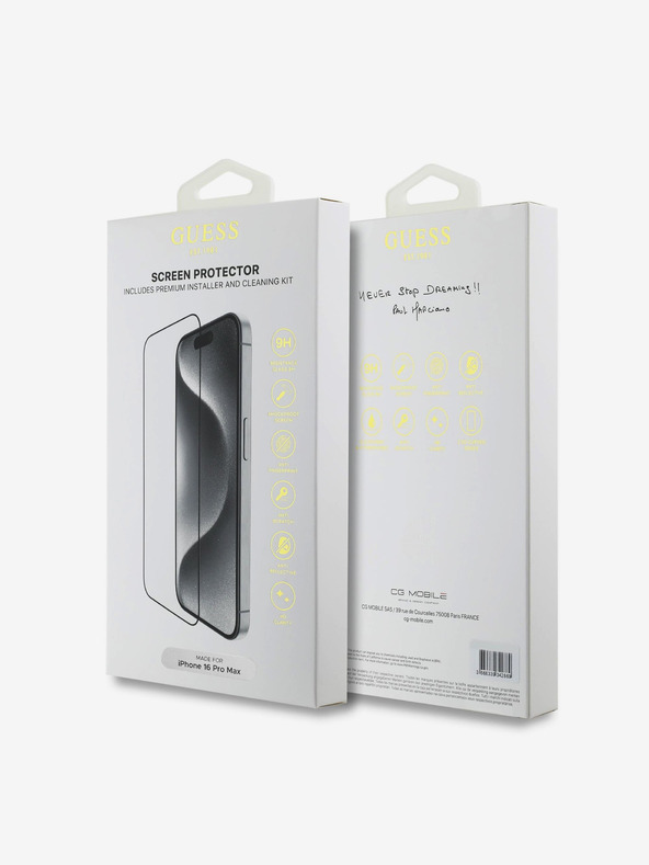 Guess Guess edzett üveg 2.5D iPhone 16 Pro Max-hoz Fekete