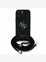 Guess Guess PU PU PU 4G fém logós fém pántos hátlapi borító iPhone 15 Pro fekete Fekete