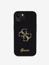 Guess PU Fixed Glitter 4G Metal Logo Zadní Kryt pro iPhone 15 Black Telefontok