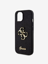 Guess PU Fixed Glitter 4G Metal Logo Zadní Kryt pro iPhone 15 Black Telefontok