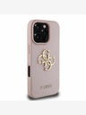 Guess Guess PU szemcsés 4G fém logós hátlap iPhone 16 Pro Max készülékhez Rózsaszín