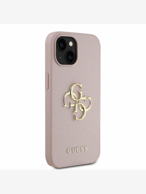Guess Guess PU szemcsés 4G fém logós hátlap iPhone 15 rózsaszínhez