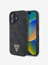 Guess Guess PU PU 4G Strass háromszög fém logós hátsó borító iPhone 16-hoz Fekete Fekete