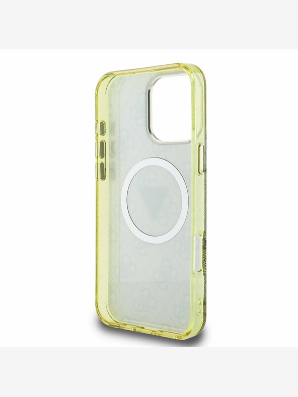 Guess Guess IML 4G csillogó és háromszög logóval ellátott MagSafe hátlap iPhone 16 Pro Max készülékhez Barna