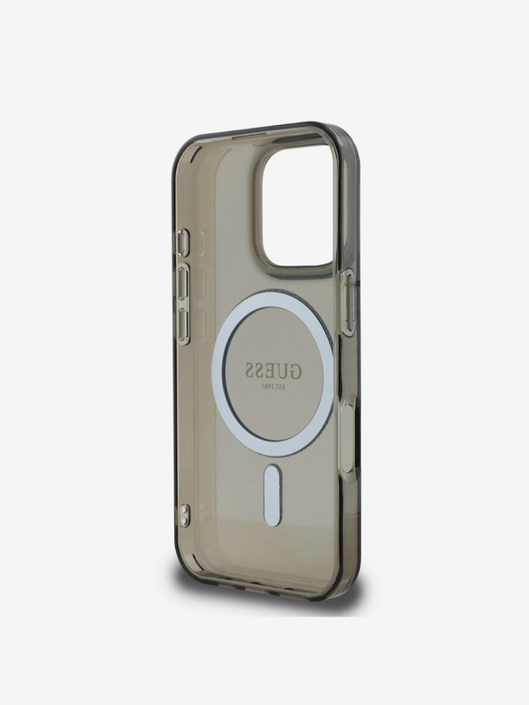 Guess Guess IML csillogó gyűrűs MagSafe hátlap iPhone 16 Pro Max készülékhez Fekete