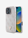 Guess Guess PU 4G Strass háromszög fém logós hátsó borító iPhone 16 Pro Max-hoz Rózsaszínű