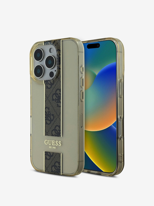 Guess Guess IML középső 4G csíkos hátlapi borító iPhone 16 Pro Max-hoz Barna Barna