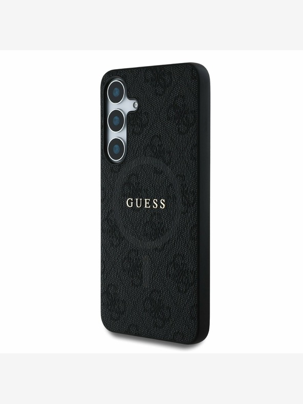 Guess PU Leather 4G Colored Ring MagSafe Zadní Kryt pro Samsung Galaxy S25 Black Telefontok