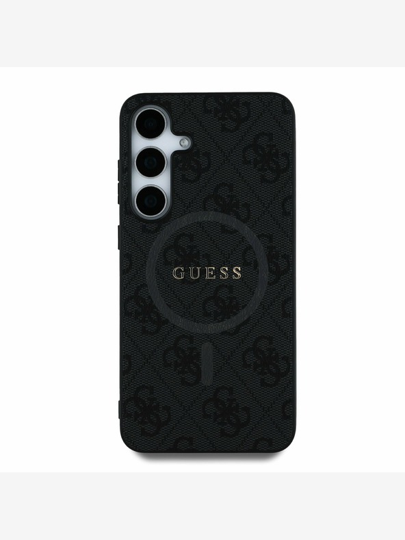 Guess PU Leather 4G Colored Ring MagSafe Zadní Kryt pro Samsung Galaxy S25 Black Telefontok
