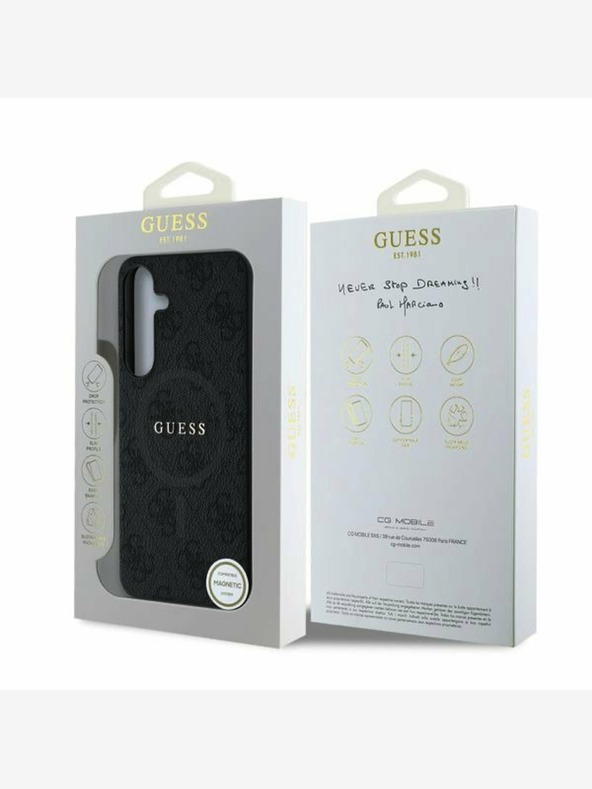 Guess PU Leather 4G Colored Ring MagSafe Zadní Kryt pro Samsung Galaxy S25 Black Telefontok