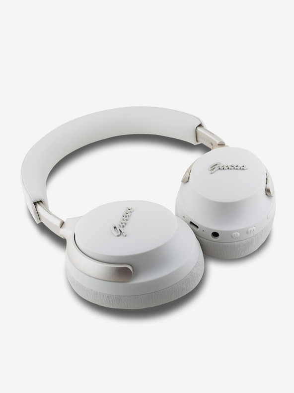 Guess Guess PU bőrből készült, írásjeles logós ANC/ENC vezeték nélküli fejhallgató Fehér