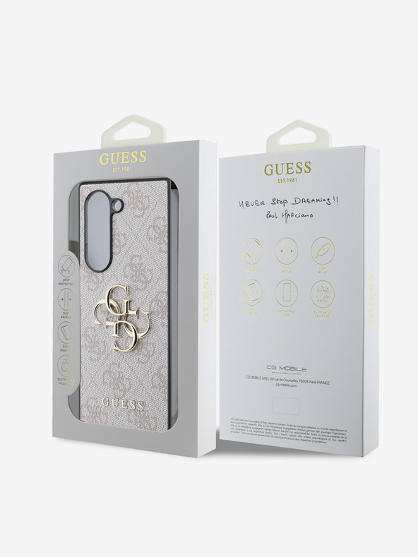 Guess Guess PU 4G fém logós fém hátlap Samsung Galaxy Z Fold 6 rózsaszín