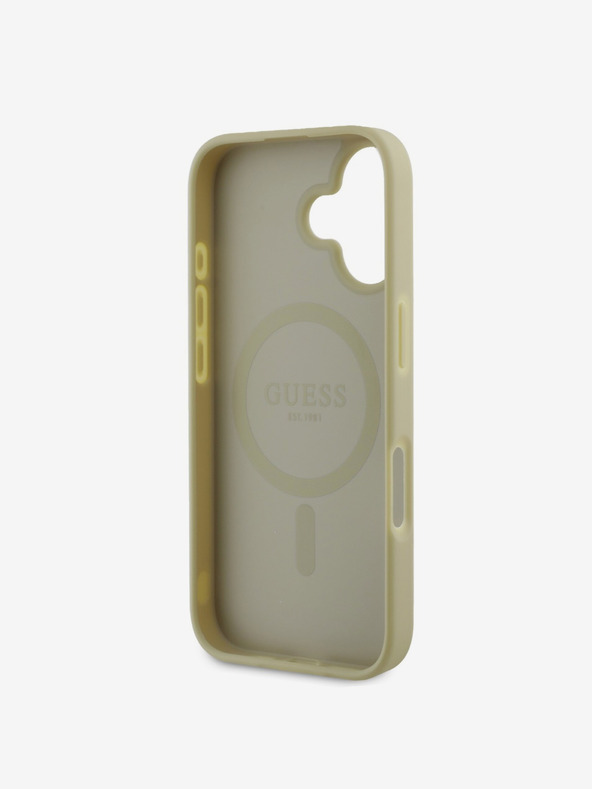 Guess Guess Saffiano bazsarózsa bélyeg MagSafe hátlap iPhone 16-hoz Arany