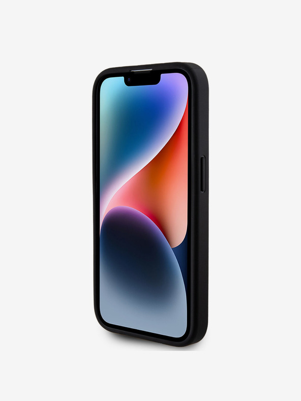 Guess Guess PU fix csillogó 4G fém logós fém hátlap iPhone 15 Pro-hoz Fekete