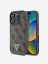 Guess Guess PU 4G Strass háromszög fém logóval ellátott fém logós hátlap iPhone 16 Pro Max Brownhoz