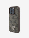Guess Guess PU 4G Strass háromszög fém logóval ellátott fém logós hátlap iPhone 16 Pro Max Brownhoz