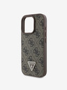 Guess Guess PU 4G Strass háromszög fém logóval ellátott fém logós hátlap iPhone 16 Pro Max Brownhoz