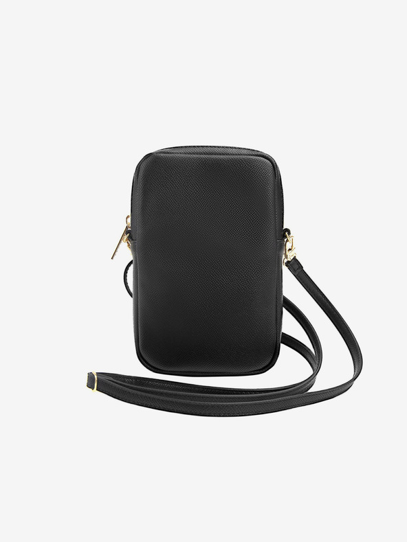 Guess Guess PU szemcsés 4G fém logós telefontáska cipzárral Fekete