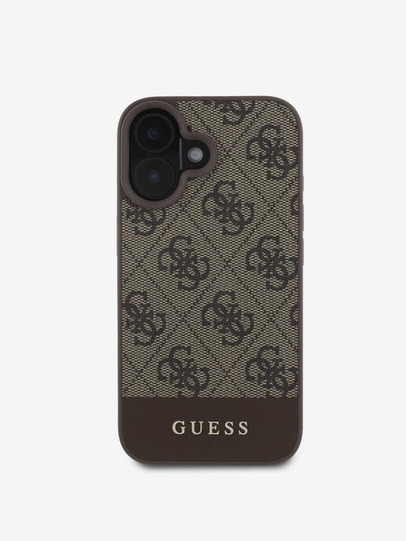 Guess Guess PU 4G csíkos hátlapi borító iPhone 16 barna színű készülékre