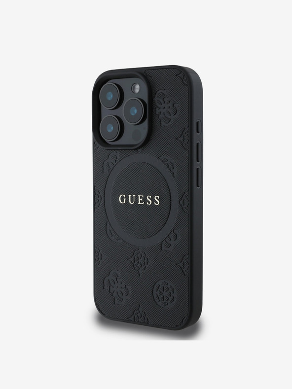 Guess Guess Saffiano bazsarózsa bélyegzős MagSafe hátlap iPhone 16 Pro készülékhez Fekete
