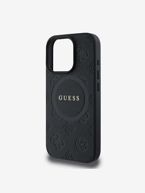 Guess Guess Saffiano bazsarózsa bélyegzős MagSafe hátlap iPhone 16 Pro készülékhez Fekete