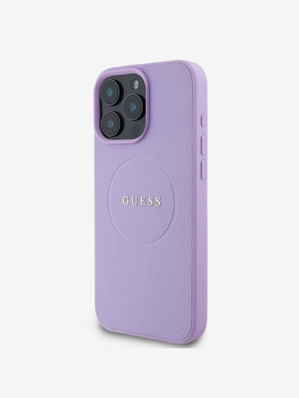 Guess Guess PU szemcsés klasszikus logós MagSafe hátlap az iPhone 16 Pro Max lila iPhone 16 Pro Max készülékhez