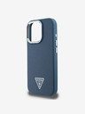 Guess Guess PU szemcsés háromszög logós hátsó borító iPhone 16 Pro Max készülékhez Kék