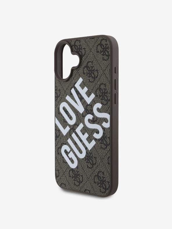 Guess Guess PU bőr 4G Big Love logós MagSafe hátlap iPhone 16-hoz Barna