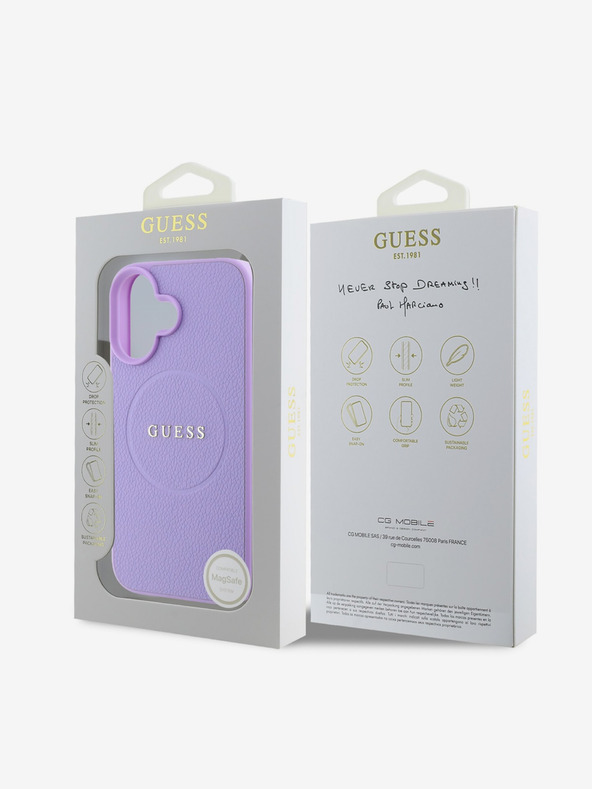 Guess Guess PU szemcsés klasszikus logós MagSafe hátlap iPhone 16-hoz Lila
