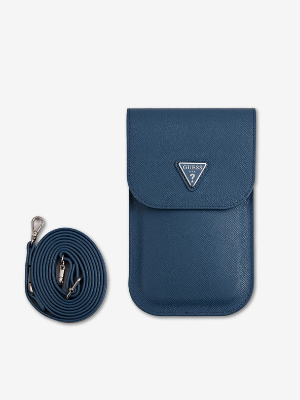 Guess Guess PU szemcsés háromszög logós telefon táska kék