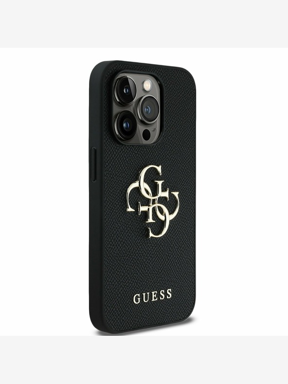 Guess Guess PU szemcsés 4G fém logós hátlap iPhone 13 Pro-hoz Fekete