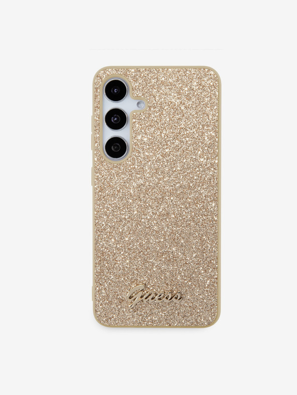 Guess Guess PC/TPU csillámpelyhekből álló fém logós hátlap Samsung Galaxy S24+-hoz Arany