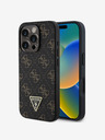 Guess Guess PU bőr 4G háromszög alakú fém logós hátsó borító iPhone 16 Pro Max-hoz Fekete