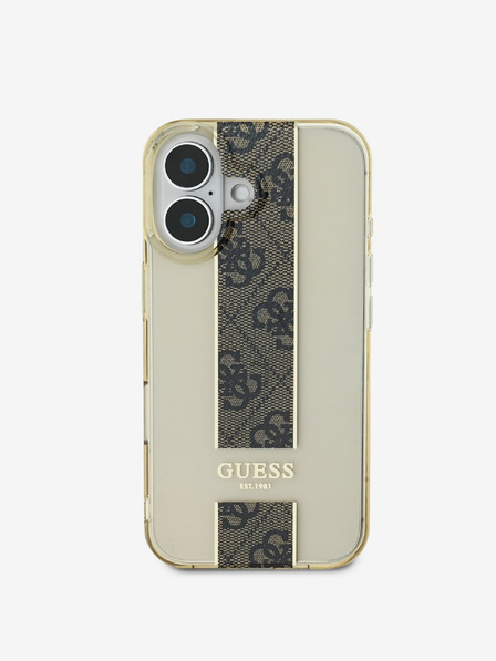 Guess Guess IML Middle 4G csíkos csíkos hátlapi borító iPhone 16 készülékhez Barna