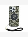 Guess Guess IML Leopárd Leopárd háromszög logós pántos MagSafe hátlapi borító iPhone 16 Pro barna színű készülékhez