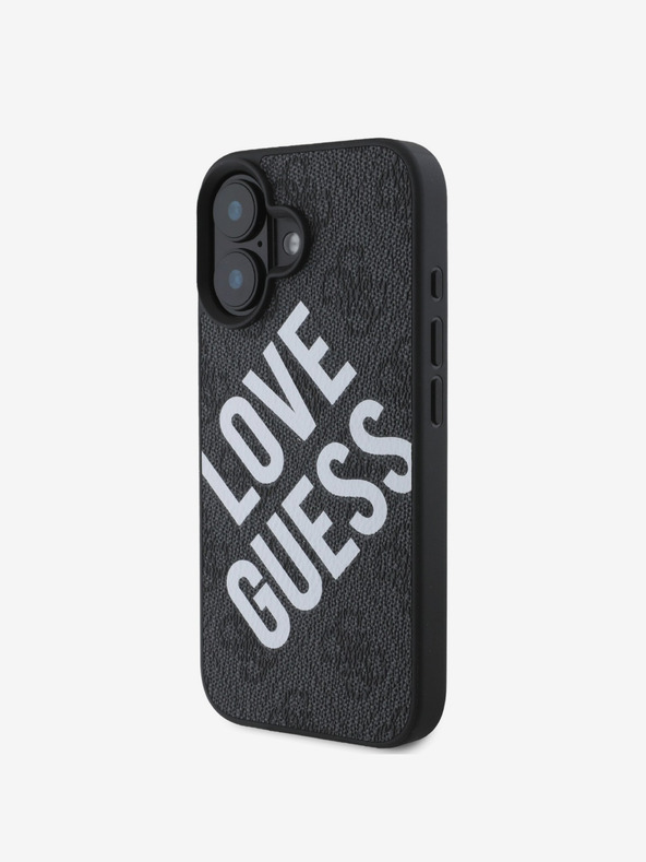 Guess Guess PU bőr 4G Big Love Logo MagSafe hátlap iPhone 16-hoz Fekete