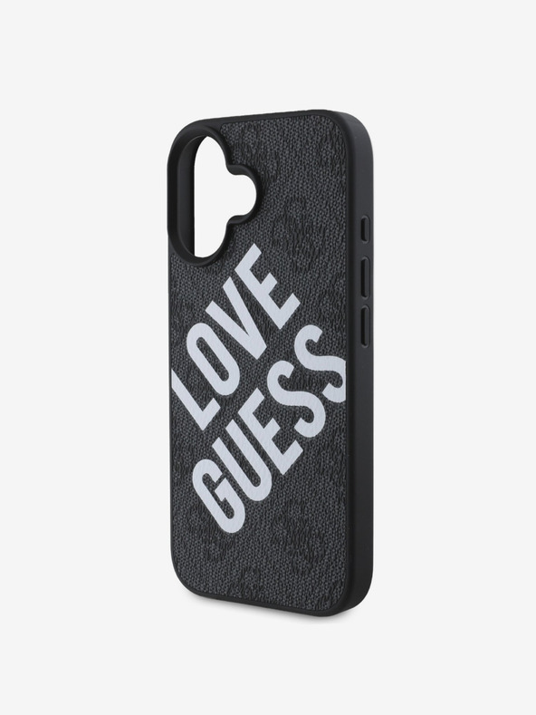Guess Guess PU bőr 4G Big Love Logo MagSafe hátlap iPhone 16-hoz Fekete
