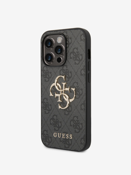Guess Guess PU 4G fém logós hátlap az iPhone 15 Pro Max szürke modellhez