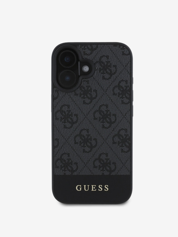 Guess Guess PU 4G csíkos csíkos hátlap iPhone 16-hoz Szürke