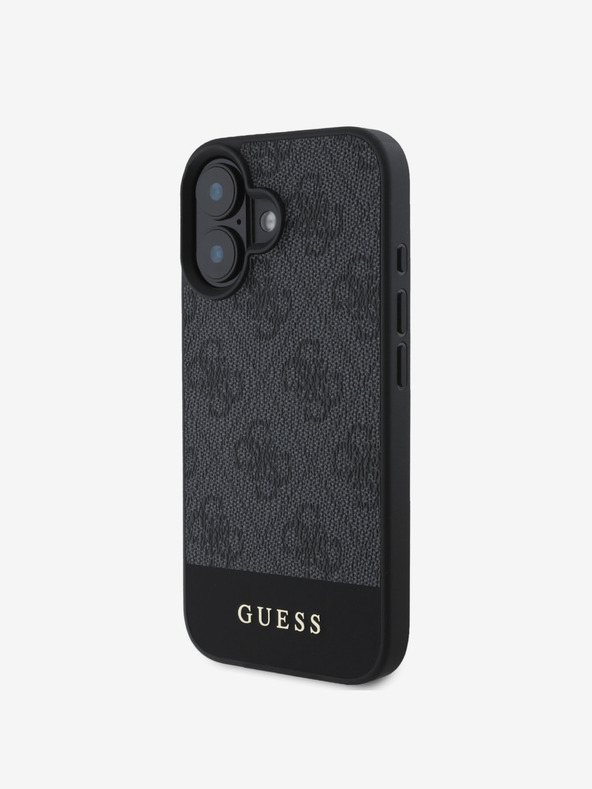 Guess Guess PU 4G csíkos csíkos hátlap iPhone 16-hoz Szürke