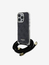 Guess Guess IML 4G nyomtatott keresztpántos hátsó borító iPhone 16 Pro fekete iPhone 16 Pro készülékhez