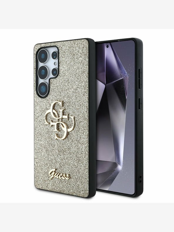 Guess Guess PU fix csillogó 4G fém logós hátlap a Samsung Galaxy S25 Ultra aranyhoz