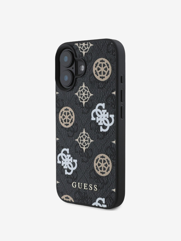 Guess Guess PU 4G Peony MagSafe MagSafe hátlap iPhone 16-hoz Fekete