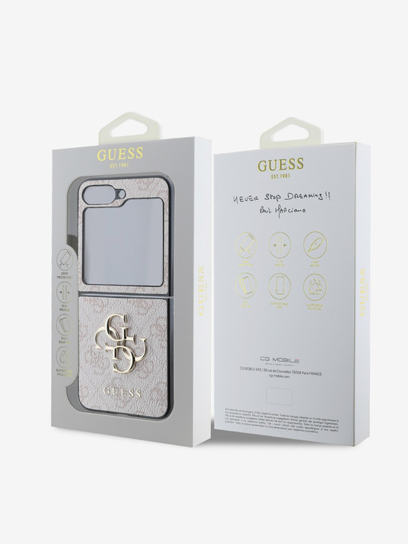 Guess PU 4G Metal Logo Zadní Kryt pro Samsung Galaxy Z Flip 6 Pink Telefontok