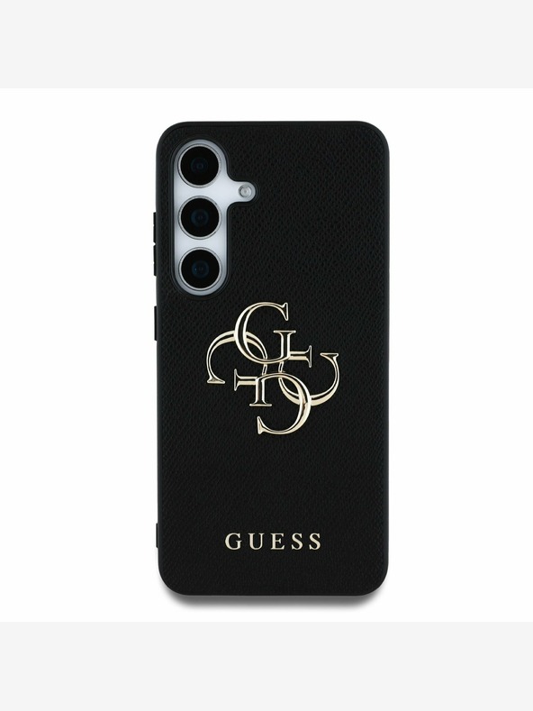 Guess Guess PU szemcsés 4G fém logós hátlap a Samsung Galaxy S25 fekete modellhez